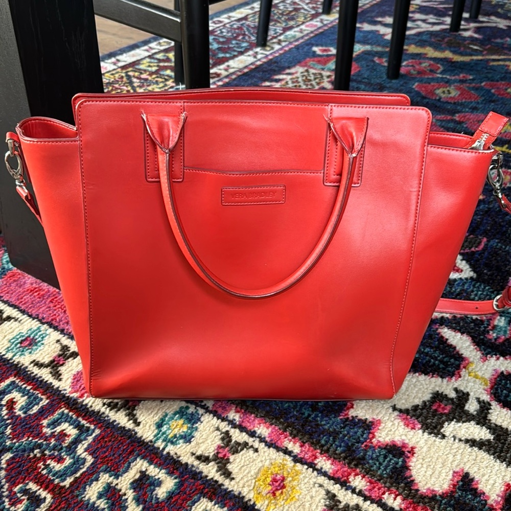 Vera Bradley large leather burnt orange/red bag